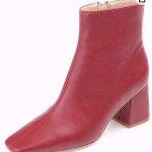 Journee Collection Womens Haylinn Bootie with Square Toe and Block Heel, Red, 10